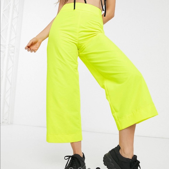 NWT ASOS Bright Yellow Shell Pants - Picture 1 of 2